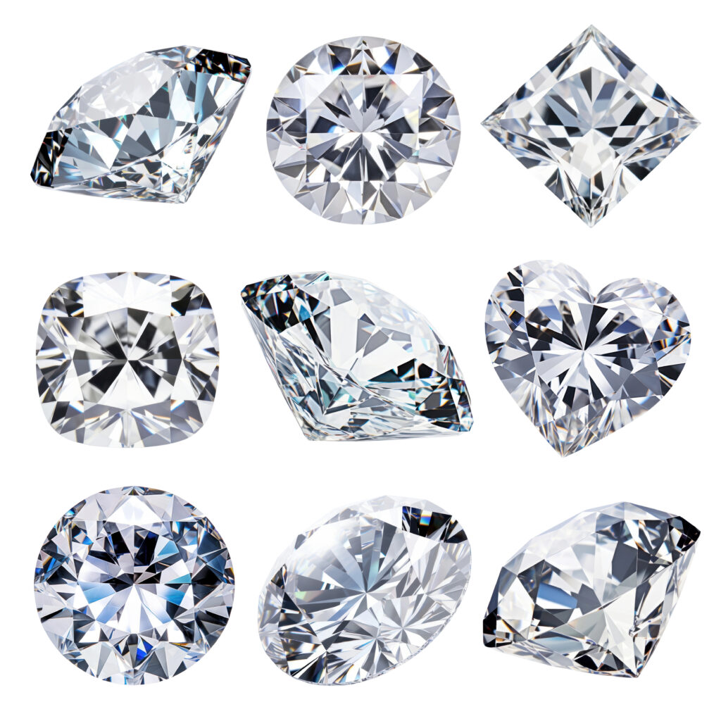 Các kiểu cắt kim cương: Round, Princess và Emerald – mỗi kiểu đại diện cho một cá tính